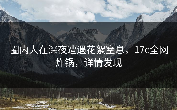 圈内人在深夜遭遇花絮窒息，17c全网炸锅，详情发现